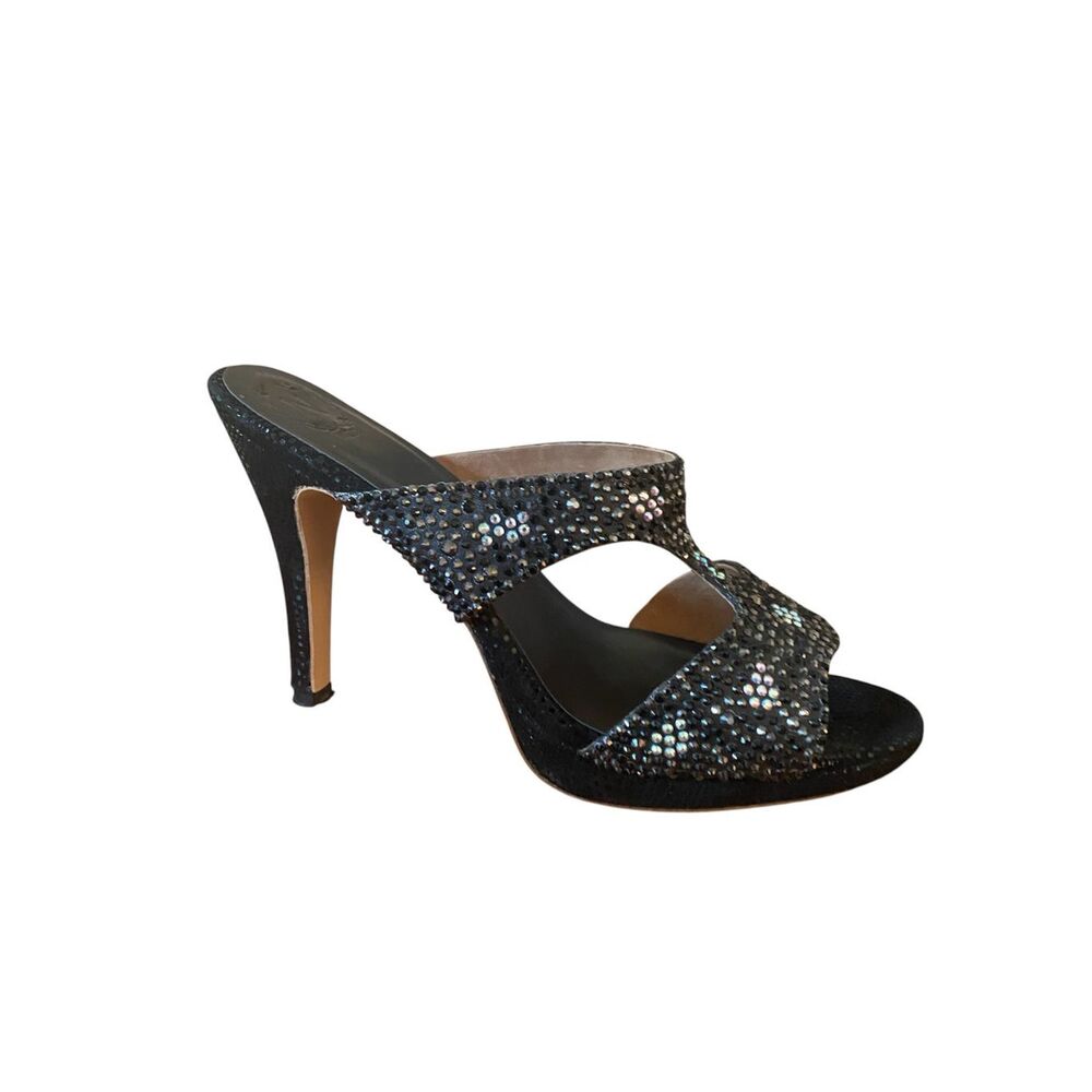 Nicoli Embellished High Heels Black Sandals Sz 41/ US 8 NWOT